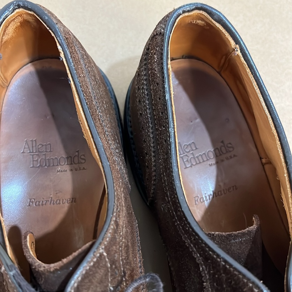 Allen Edmonds Brown Suede Wingtips - Picture 3 of 5